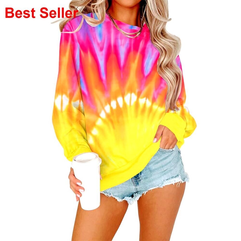 Long Sleeve Pullover Sweatshirt, Tie Dye Heart Design, Valentine's Day Top
